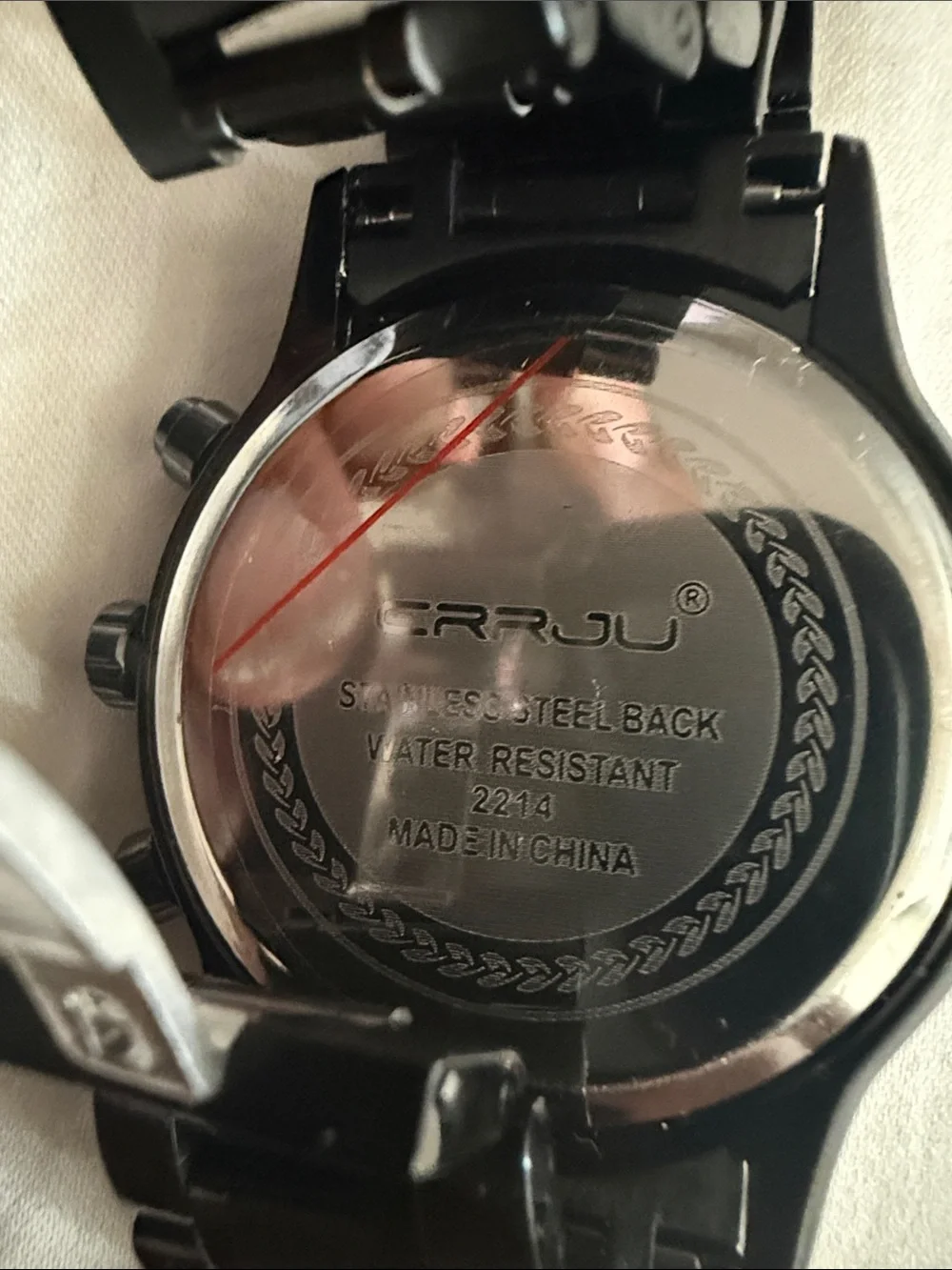 CRRJU CJ2214 Black Stainless Steel Watch Date Chronograph Wristwatch
